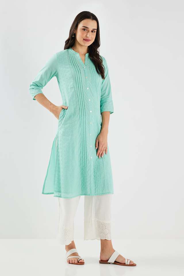 Schiffli-Blended-Fabric-Regular-Fit-Women-s-Kurta