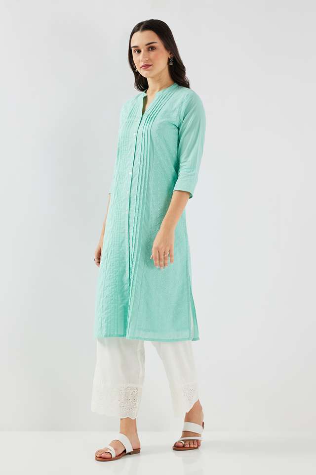 Schiffli-Blended-Fabric-Regular-Fit-Women-s-Kurta