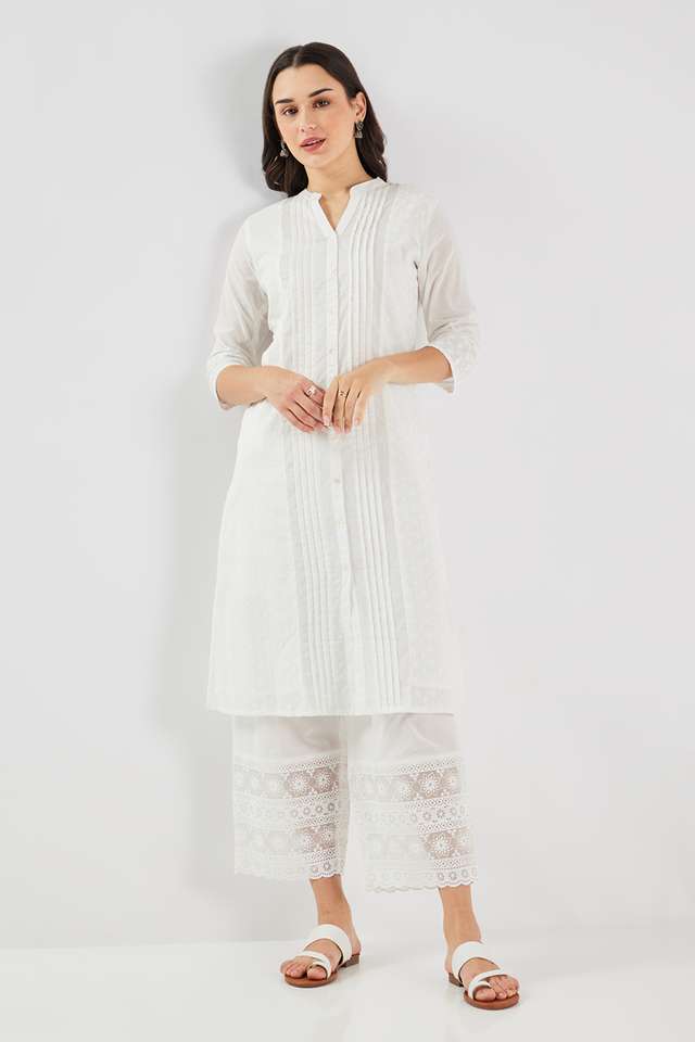 Schiffli-Blended-Fabric-Regular-Fit-Women-s-Kurta