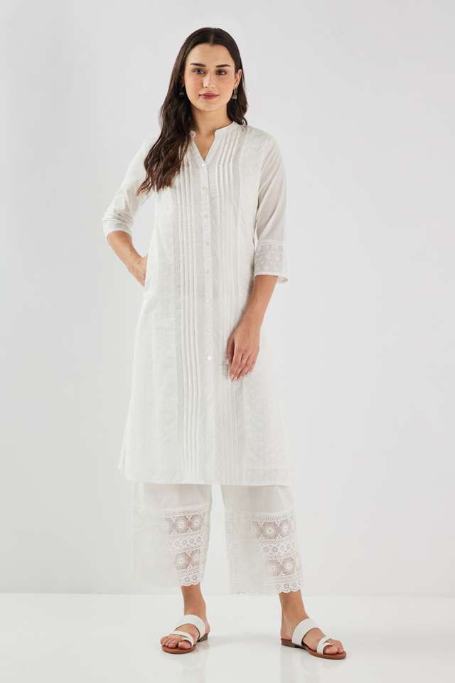 Schiffli-Blended-Fabric-Regular-Fit-Women-s-Kurta