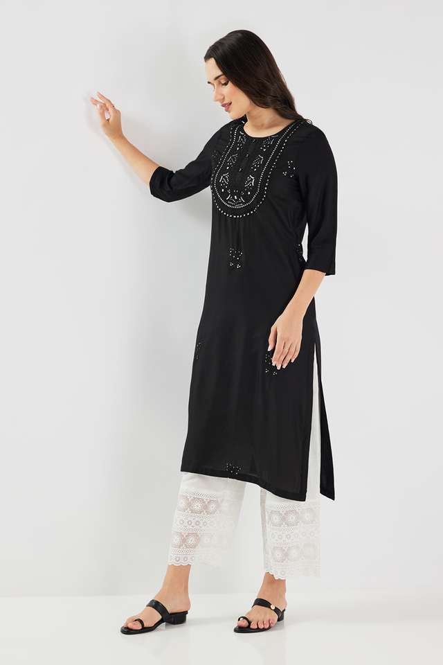 Solid-Blended-Fabric-Straight-Fit-Women-s-Kurta