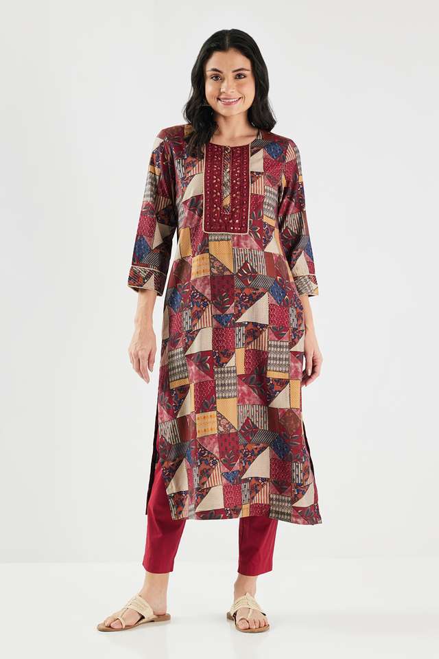 Printed-Blended-Fabric-Straight-Fit-Women-s-Kurta