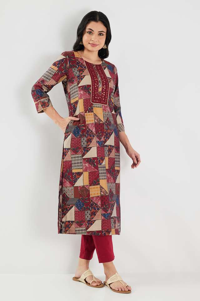 Printed-Blended-Fabric-Straight-Fit-Women-s-Kurta