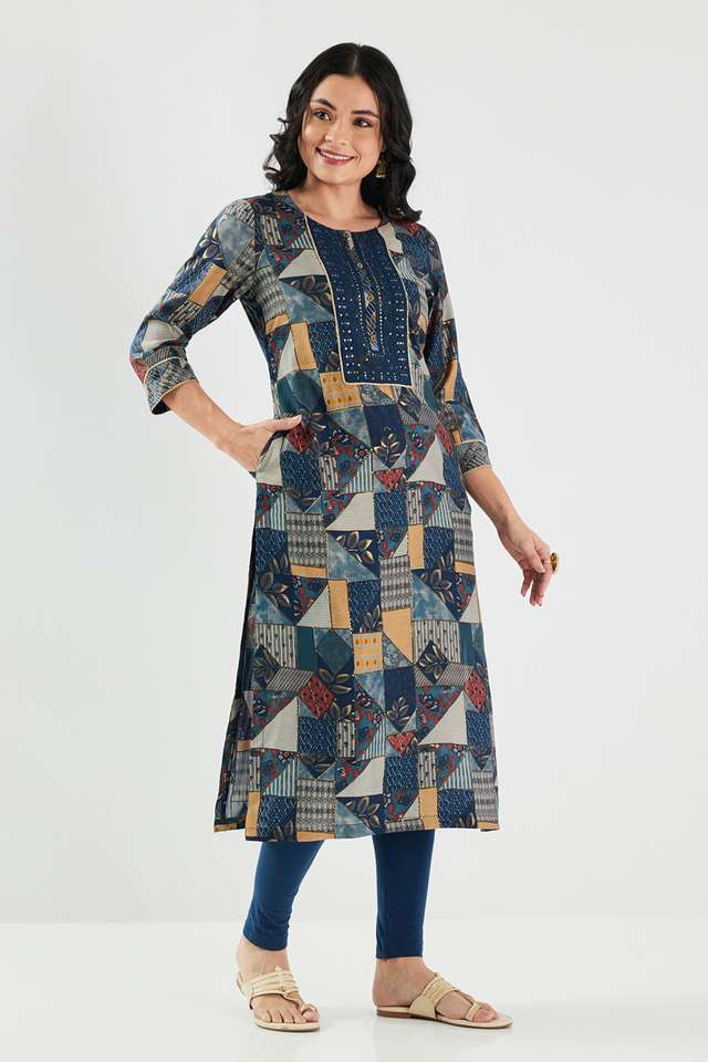 Printed-Blended-Fabric-Straight-Fit-Women-s-Kurta