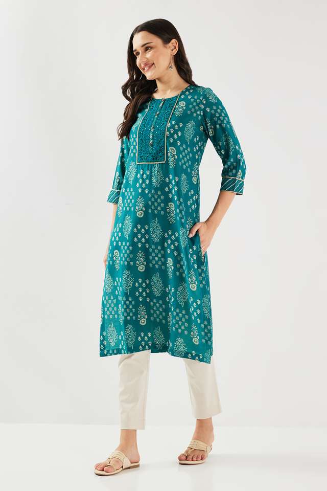 Printed-Blended-Fabric-Straight-Fit-Women-s-Kurta