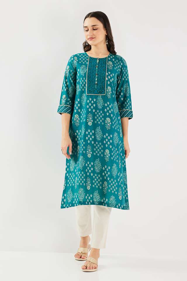 Printed-Blended-Fabric-Straight-Fit-Women-s-Kurta