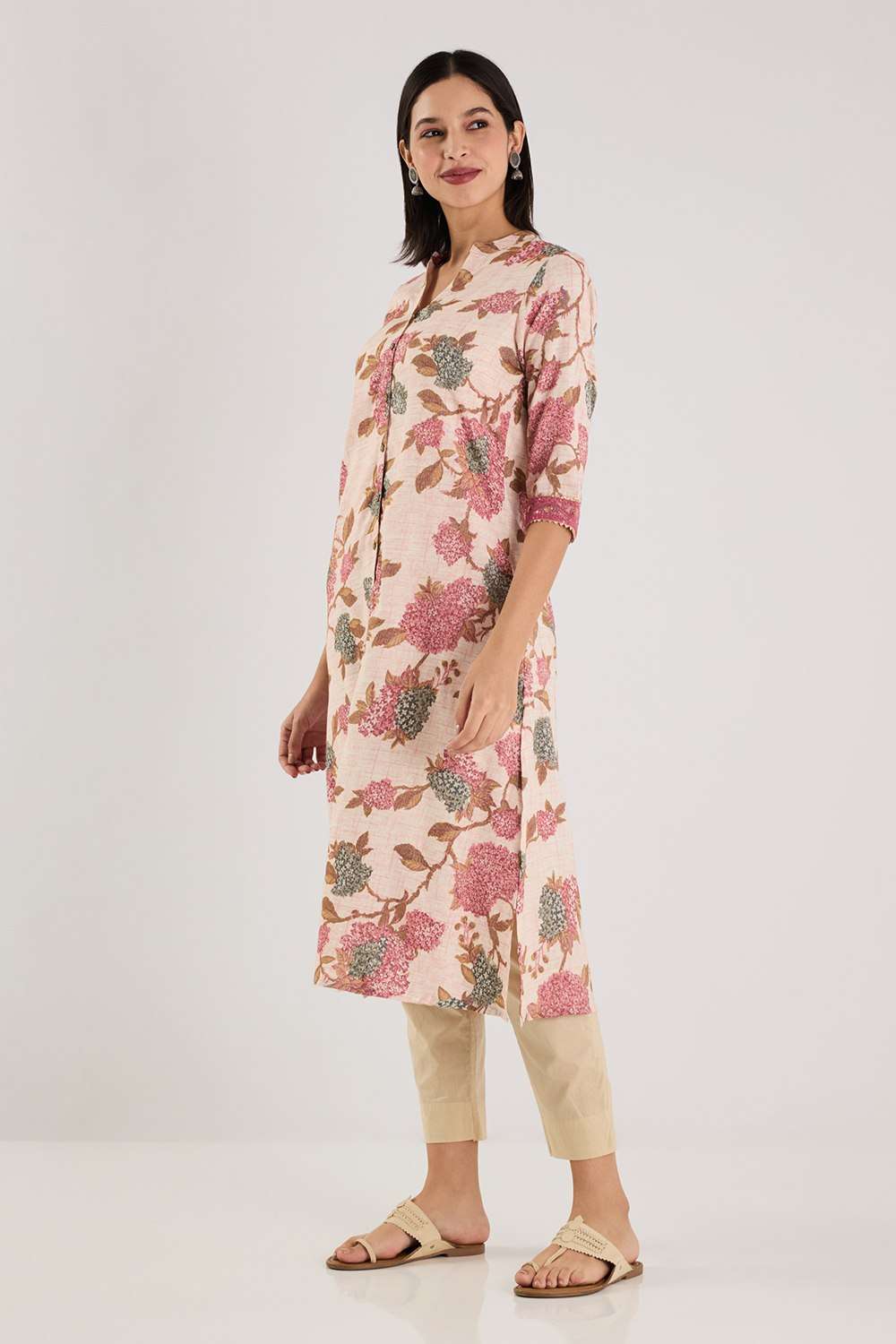 Printed-Blended-Fabric-Collared-Women-s-Casual-Wear-Kurta