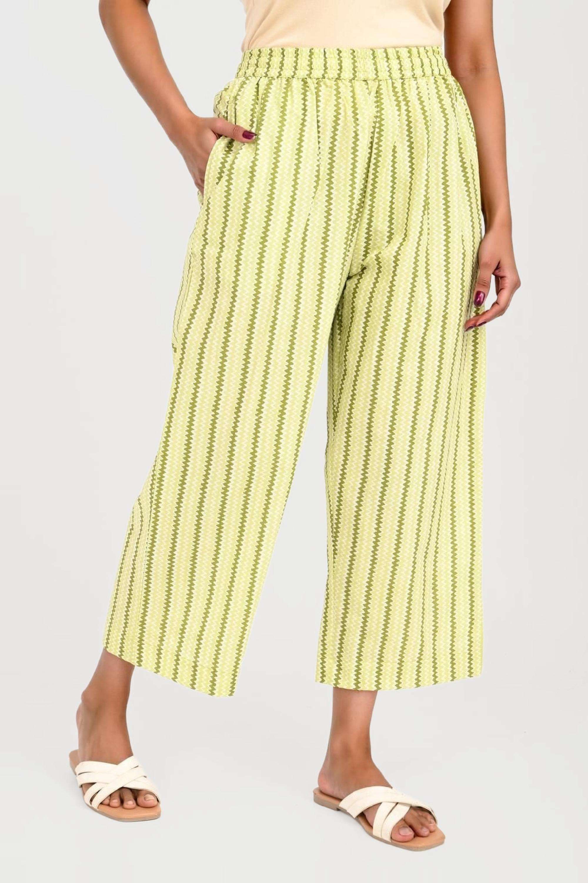 Floral-Cotton-Straight-Fit-Women-s-Palazzos---Size(L/XL)