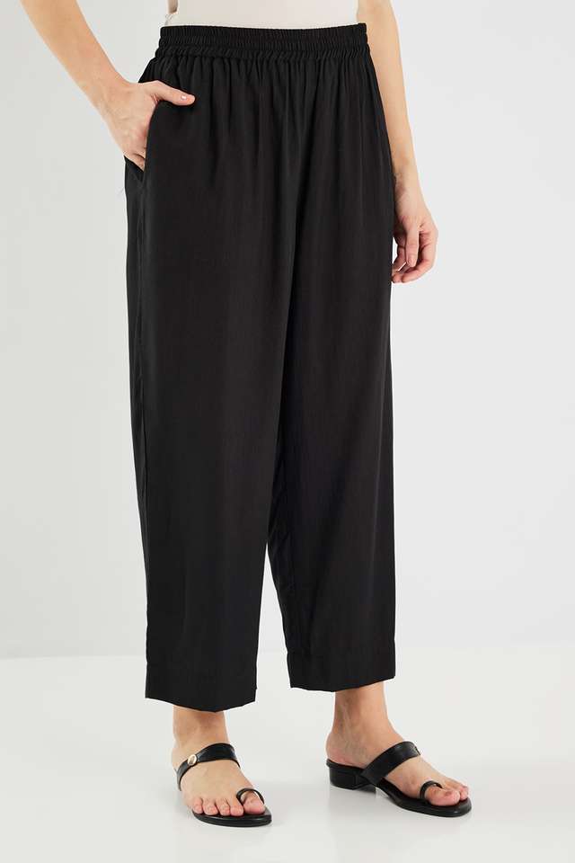 Solid-Blended-Fabric-Straight-Fit-Women-s-Palazzos