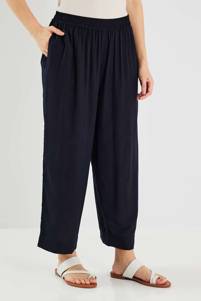 Solid-Blended-Fabric-Straight-Fit-Women-s-Palazzos