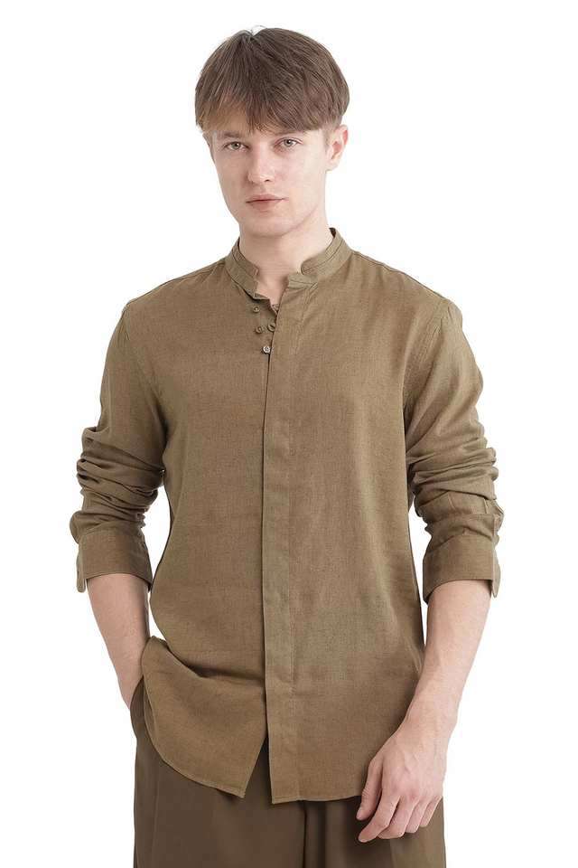 Solid-Lyocell-Regular-Fit-Men-s-Casual-Wear-Shirt