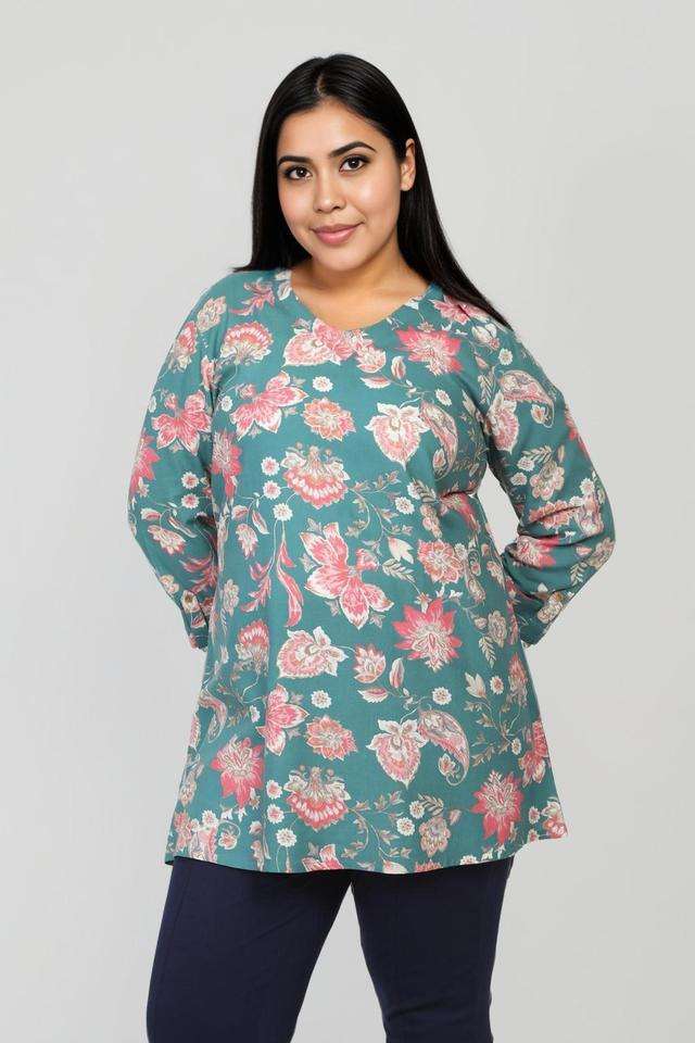 Printed-Rayon-V-Neck-Women-s-Tunic