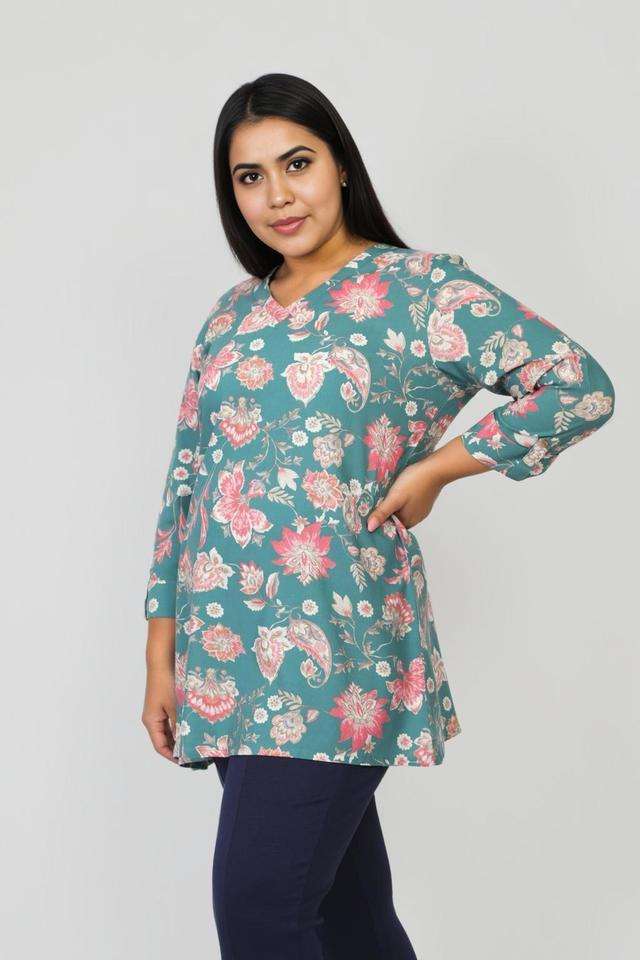 Printed-Rayon-V-Neck-Women-s-Tunic