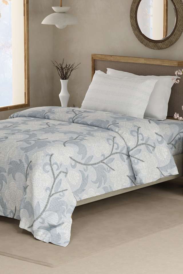 Valatia-100--Cotton-200-TC-Single-Bedsheet-with-1-Pillow-Cover---Blue-Floral