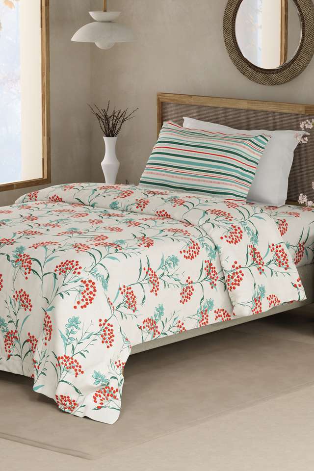 Valatia-100--Cotton-200-TC-Single-Bedsheet-with-1-Pillow-Cover---Red-&-Blue-Floral