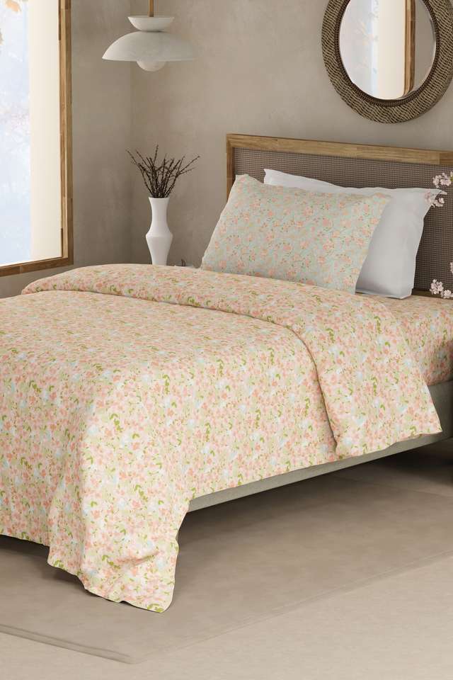 Valatia-100--Cotton-200-TC-Single-Bedsheet-with-1-Pillow-Cover---Pink-Floral