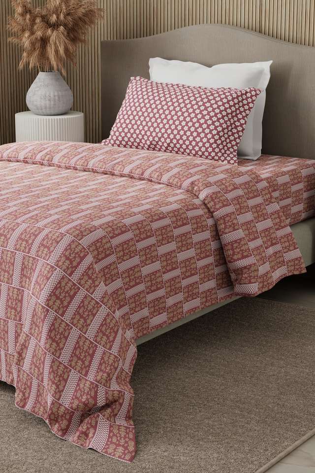 Valatia-100--Cotton-200-TC-Karigari-Printed-Single-Bedsheet-with-1-Pillow-Cover---Pink