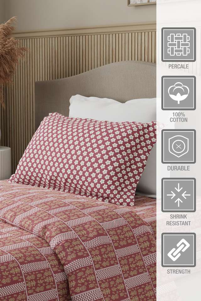 Valatia-100--Cotton-200-TC-Karigari-Printed-Single-Bedsheet-with-1-Pillow-Cover---Pink
