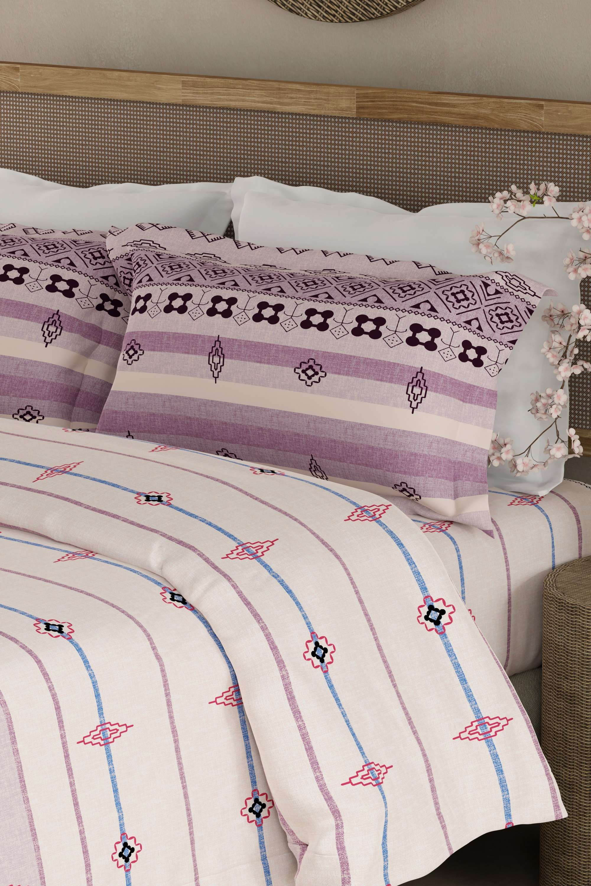 Valatia-Gypsy-200-TC-Cotton-King-Bedsheets-With-2-Pillow-Covers