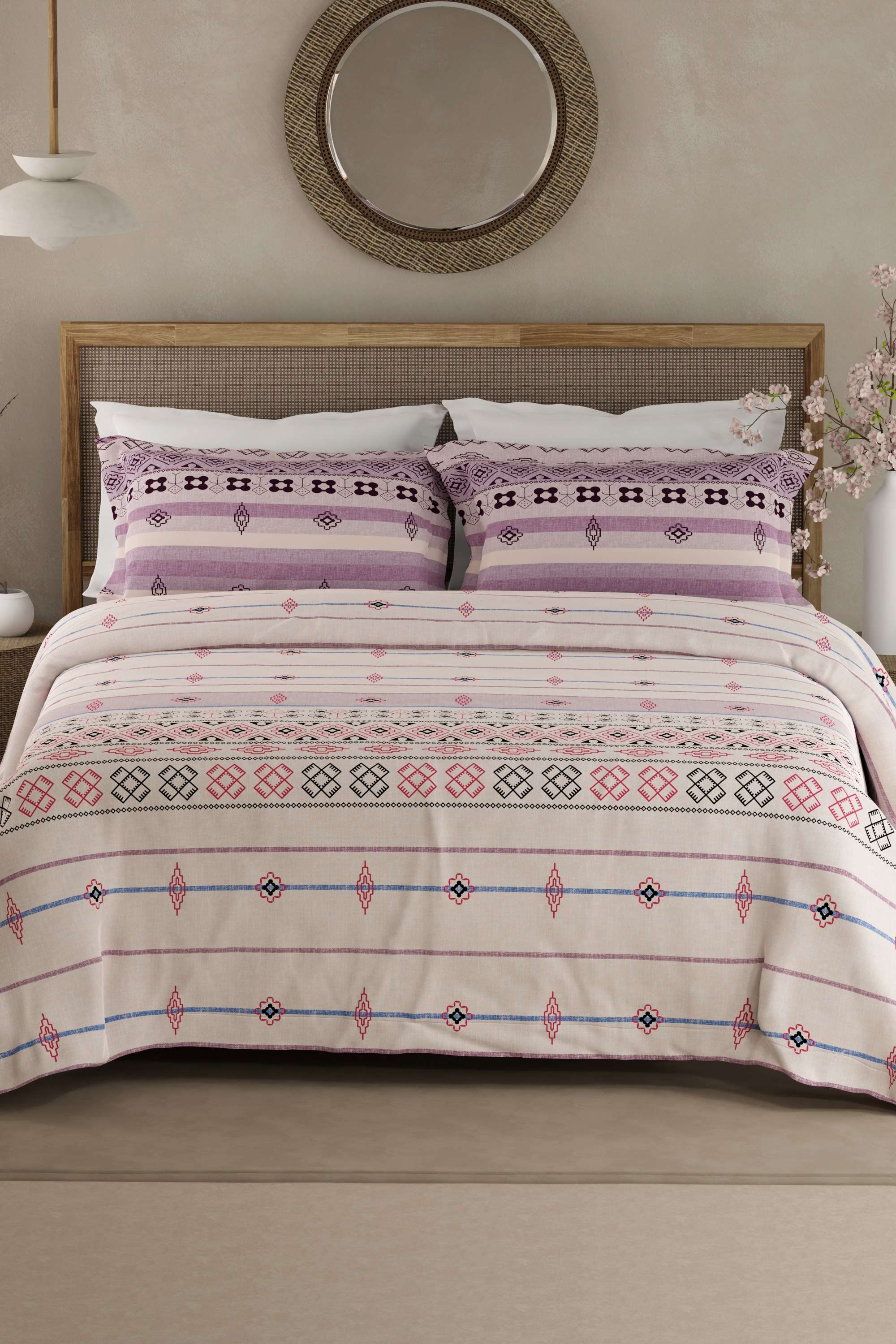 Valatia-Gypsy-200-TC-Cotton-King-Bedsheets-With-2-Pillow-Covers