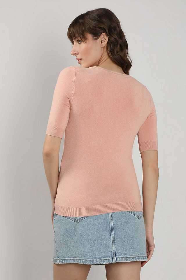 Solid-Viscose-Round-Neck-Women-s-Top