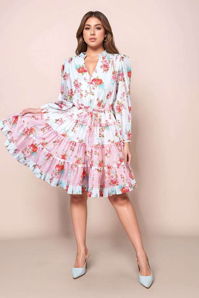 Floral-Cotton-Collared-Women-s-Mini-Dress