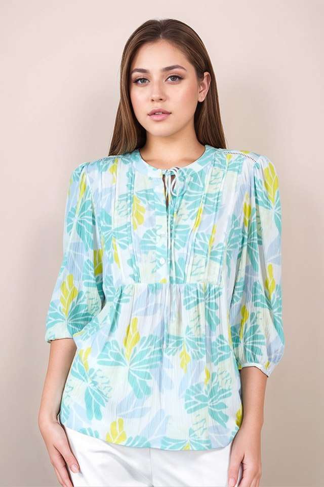 Printed-Viscose-Collared-Women-s-Top