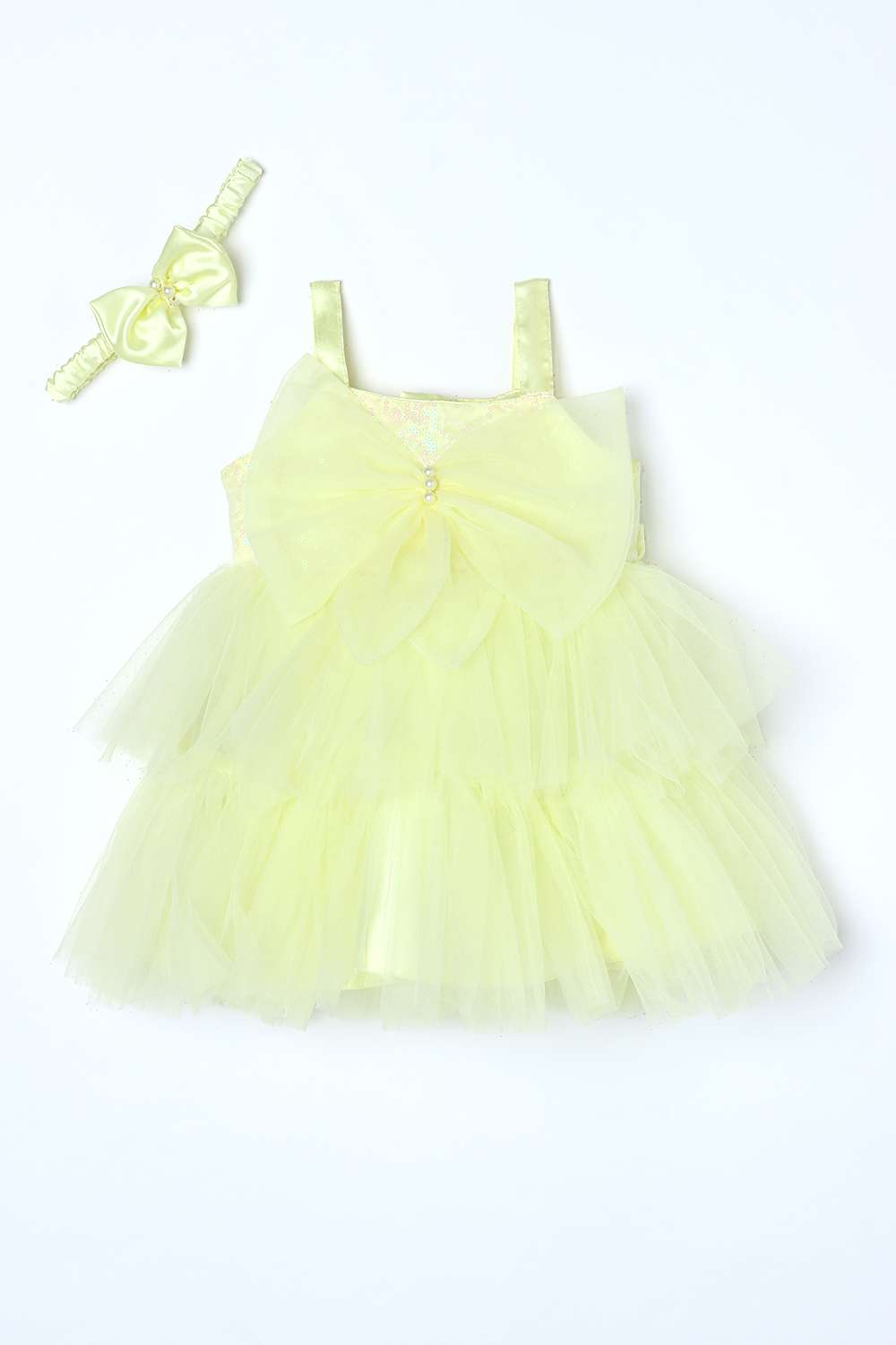 Solid-Polyester-Sweetheart-Neck-Infant-Girls-Party-Wear-Dress