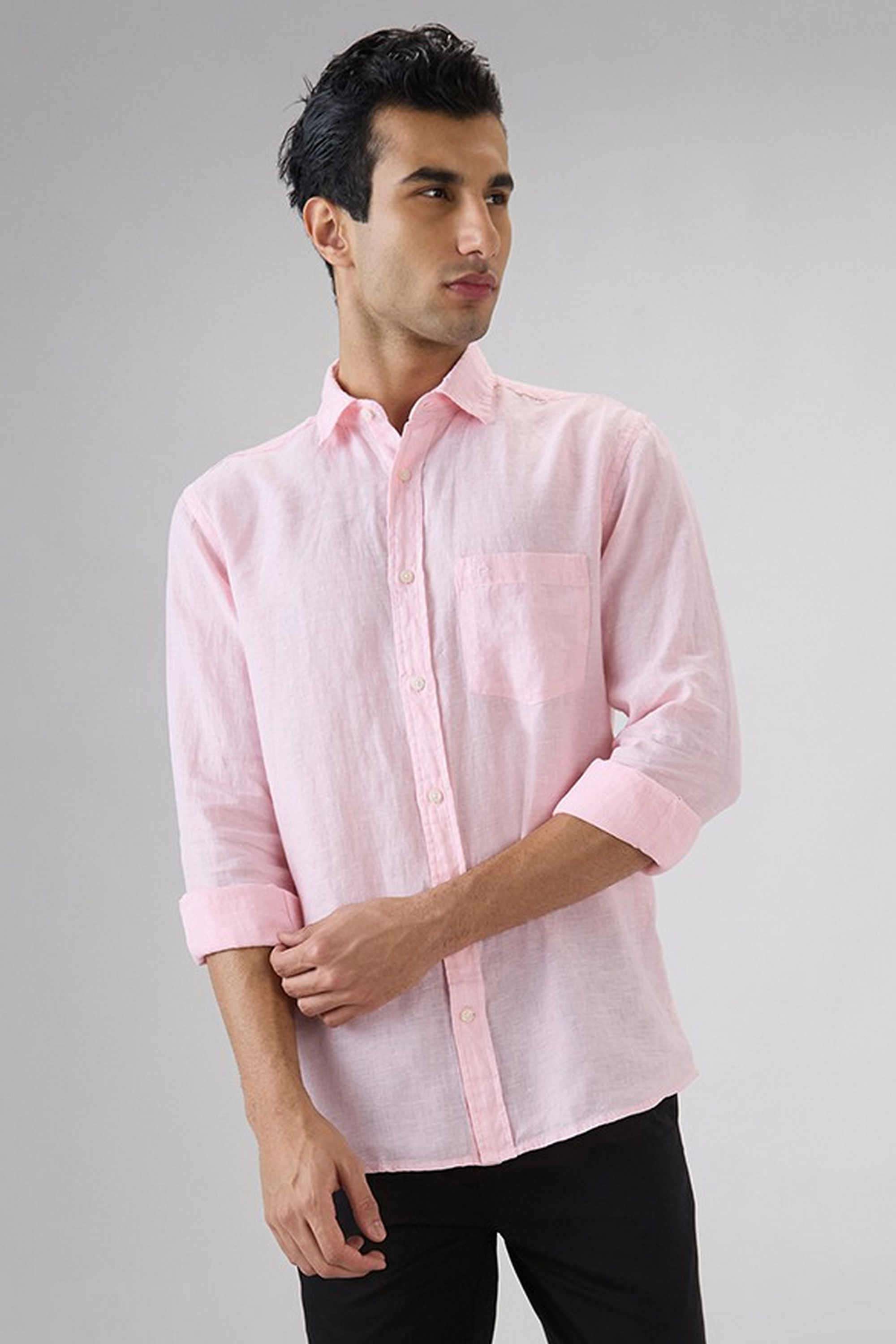 Solid-Linen-Regular-Fit-Men-s-Casual-Shirt