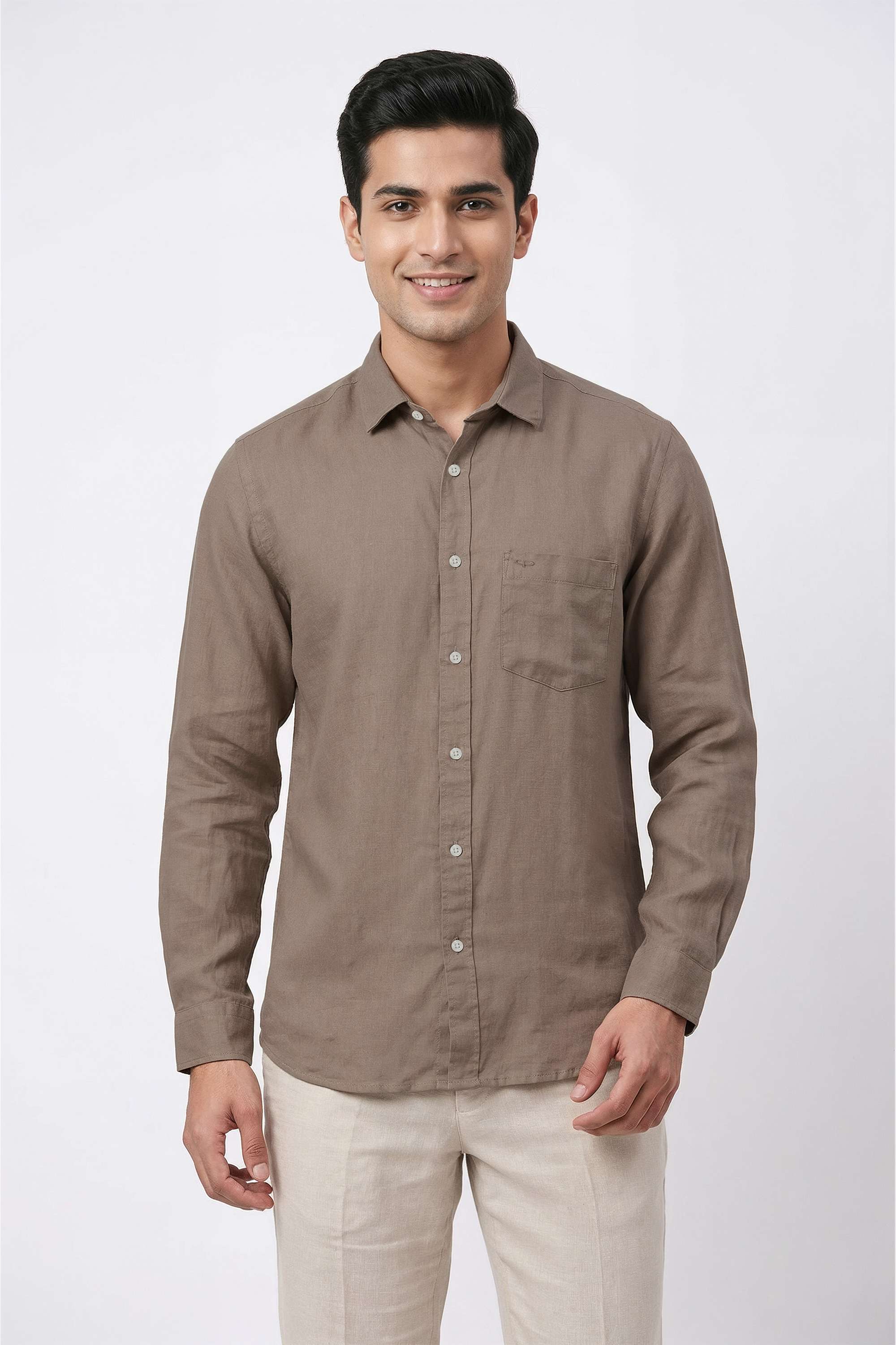 Solid-Linen-Regular-Fit-Men-s-Casual-Wear-Shirt