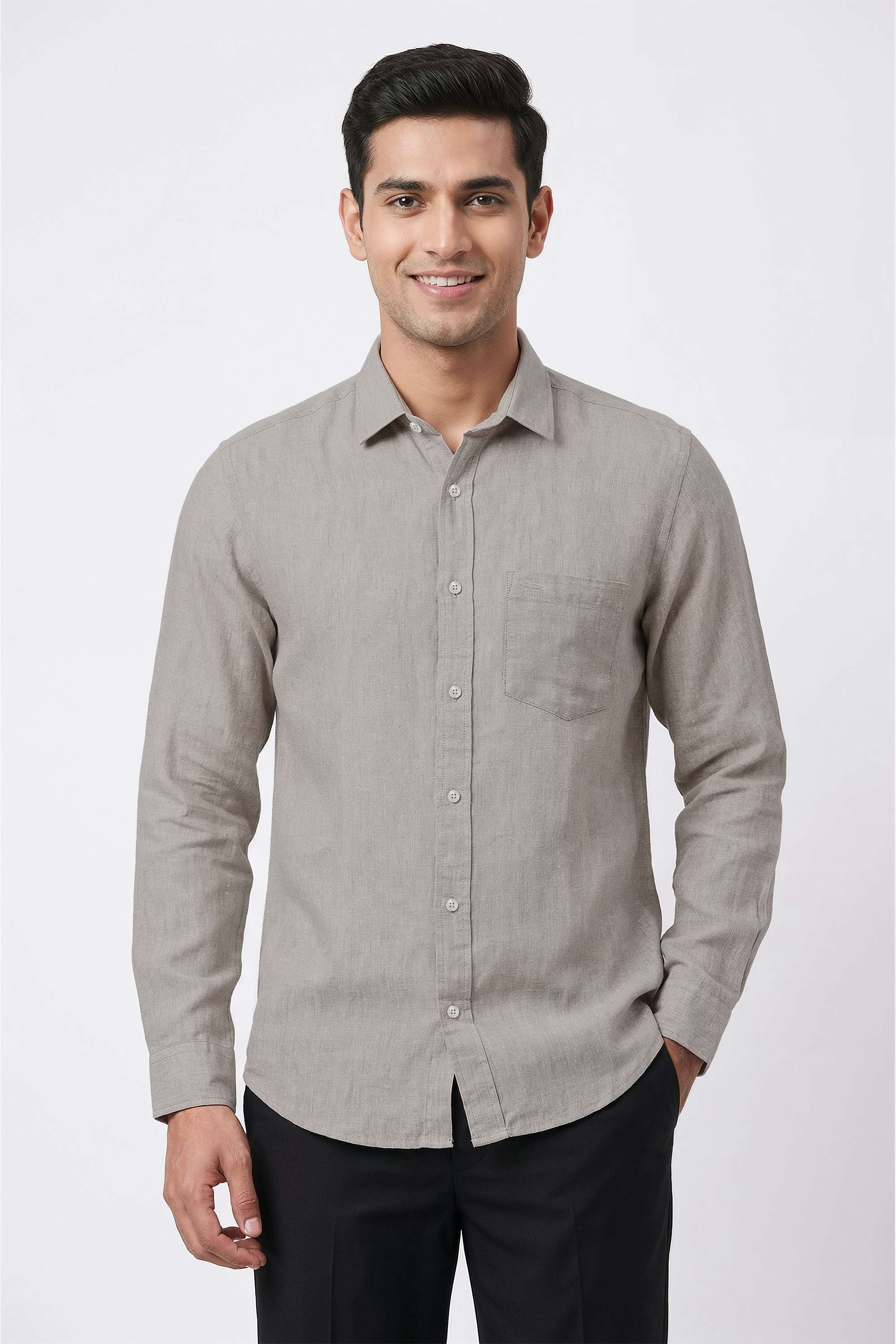 Solid-Linen-Regular-Fit-Men-s-Casual-Wear-Shirt