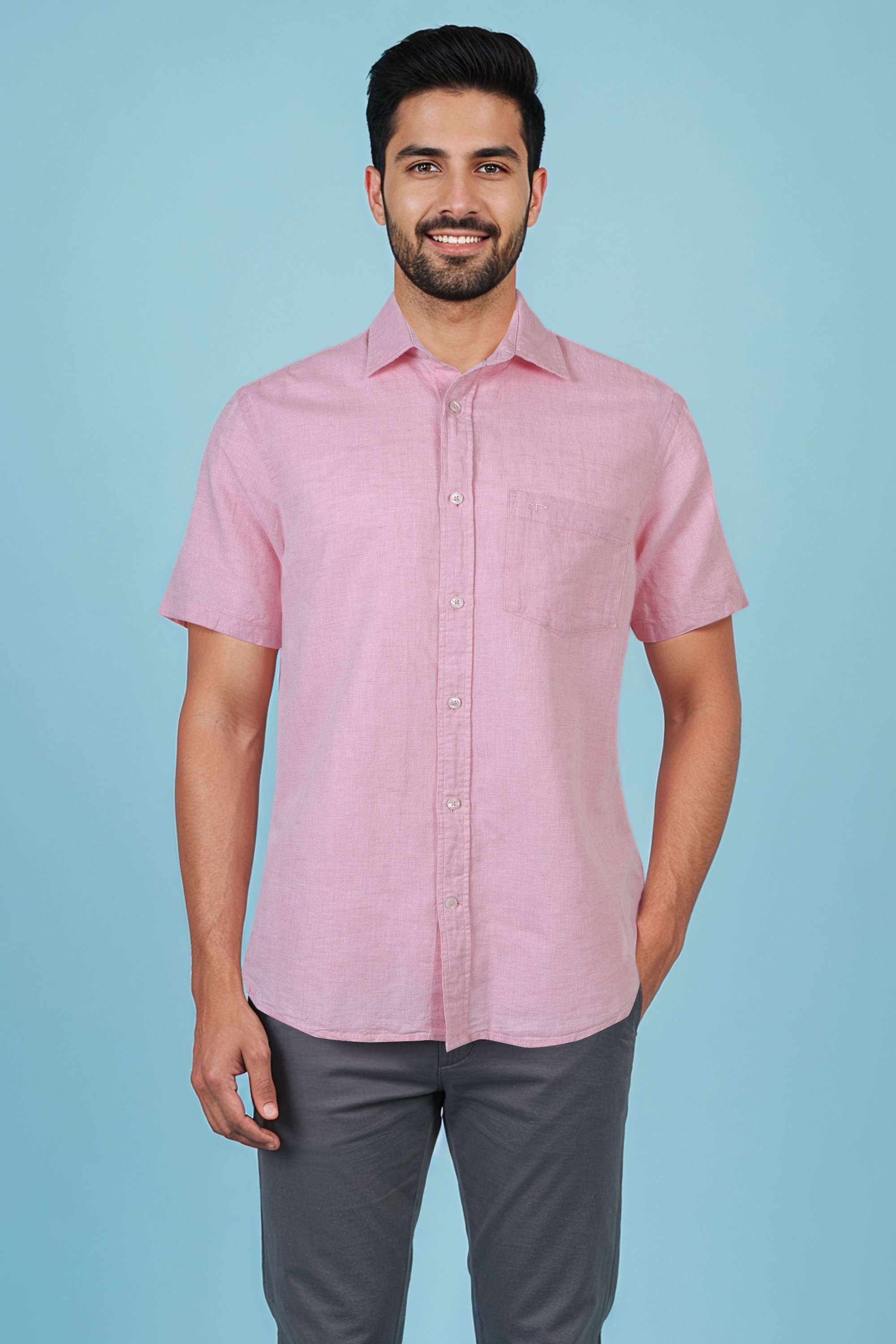 Solid-Linen-Regular-Fit-Men-s-Casual-Wear-Shirt