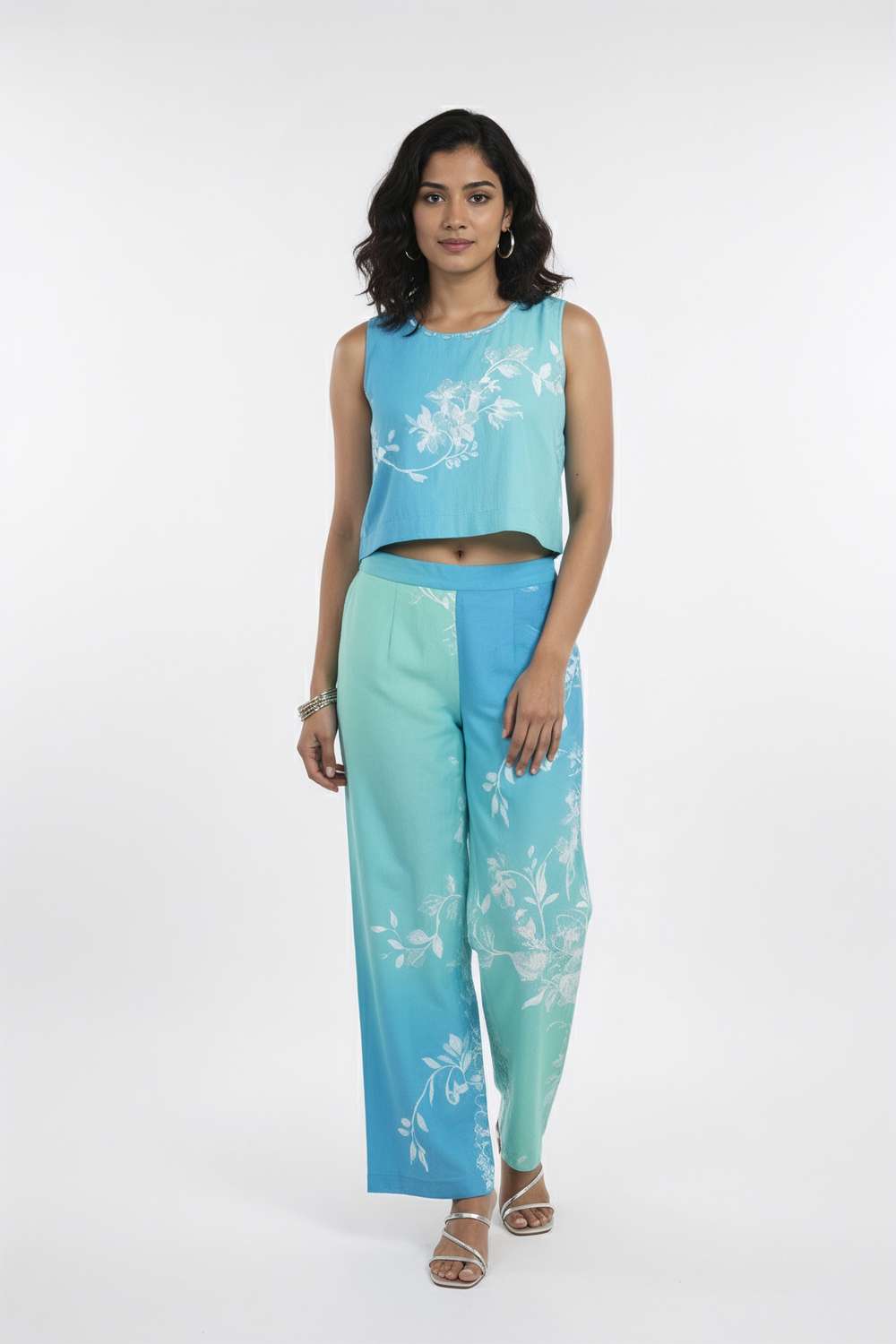 Ombre-Round-Neck-Blended-Fabric-Women-s-Co-Ord-Set