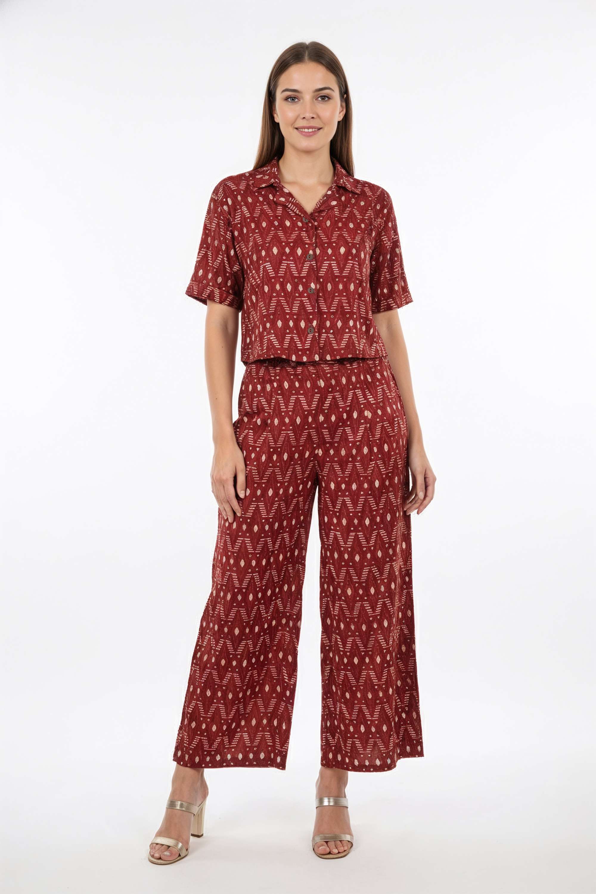 Printed-Collared-Rayon-Women-s-Co-Ord-Set