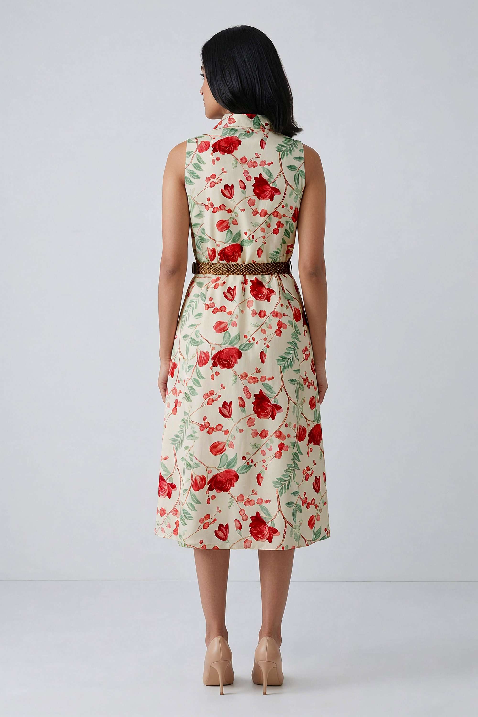 Printed-Round-Neck-Rayon-Women-s-Dress