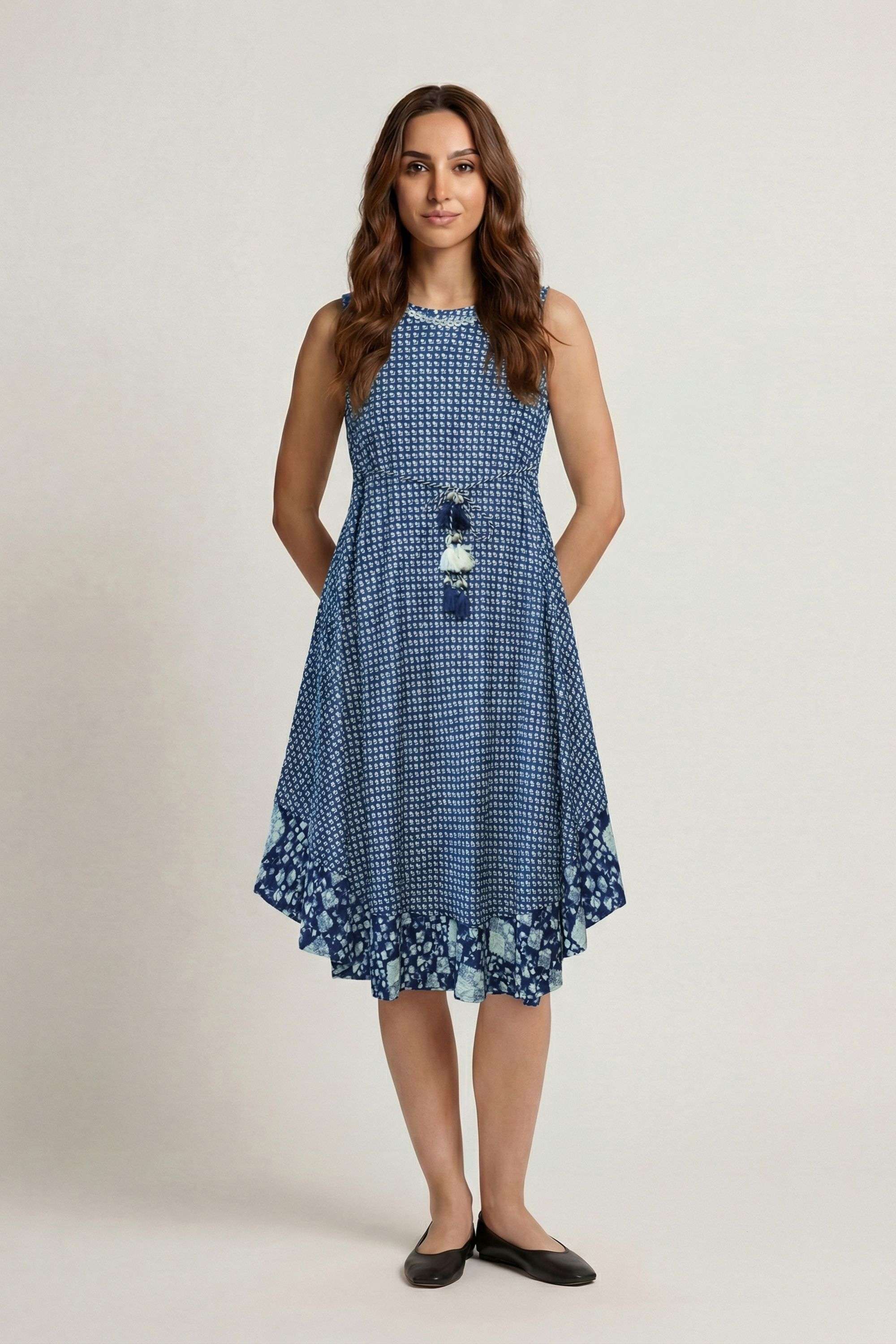 Printed-Round-Neck-Rayon-Women-Dress