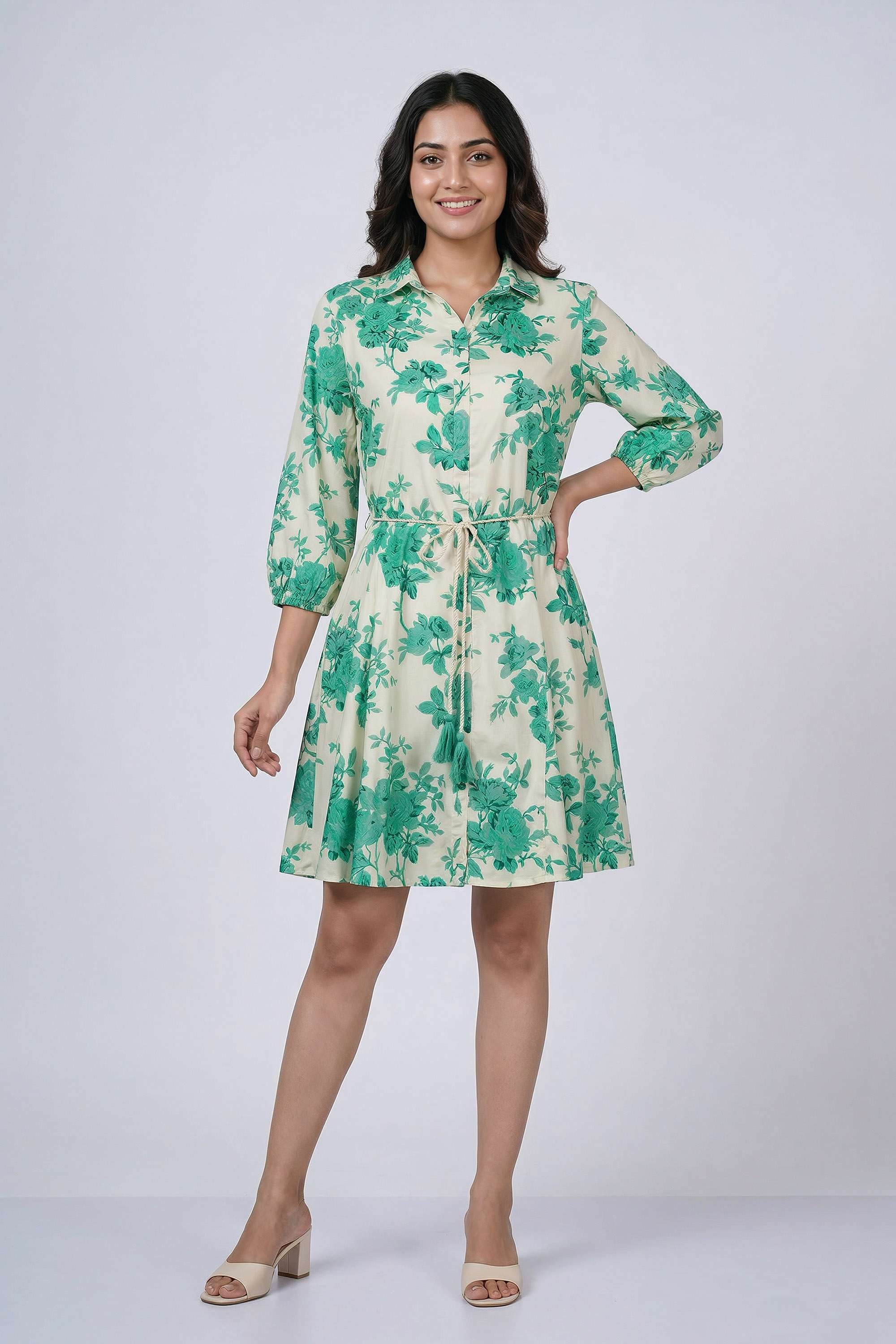 Printed-Cotton-Collared-Women-s-Casual-Wear-Dress