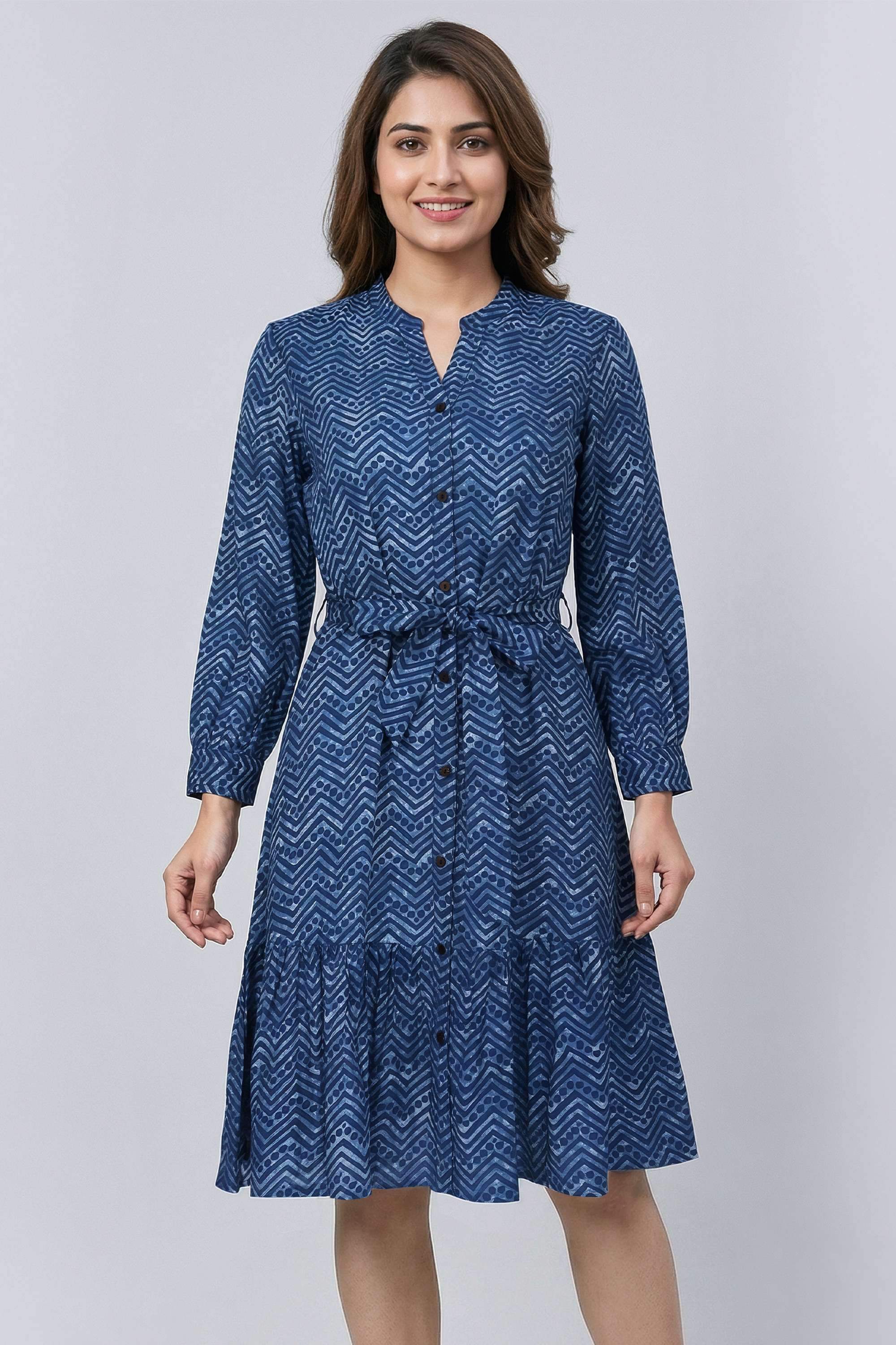Printed-Collared-Rayon-Women-s-Dress