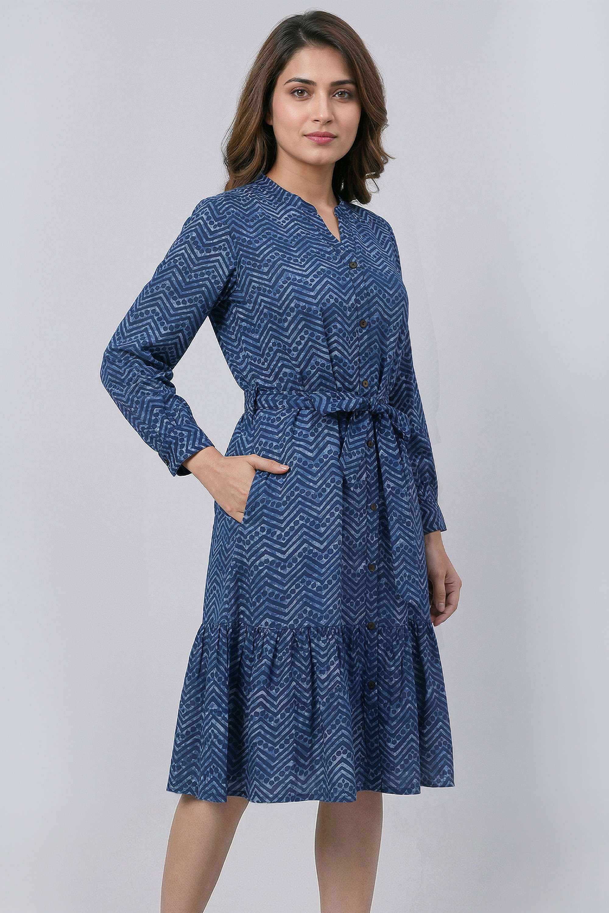 Printed-Collared-Rayon-Women-s-Dress