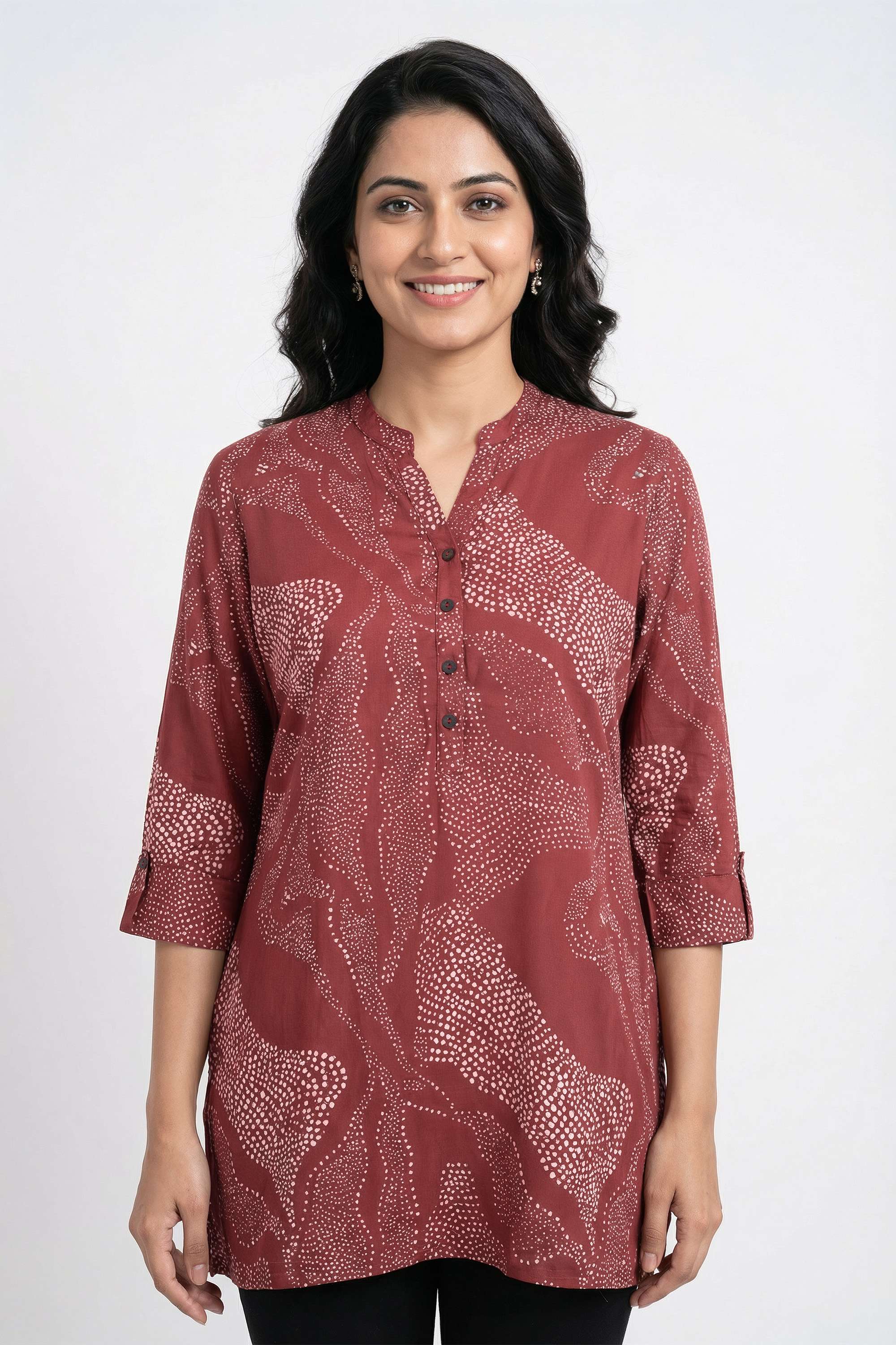 Printed-Viscose-Henley-Women-s-Tunic