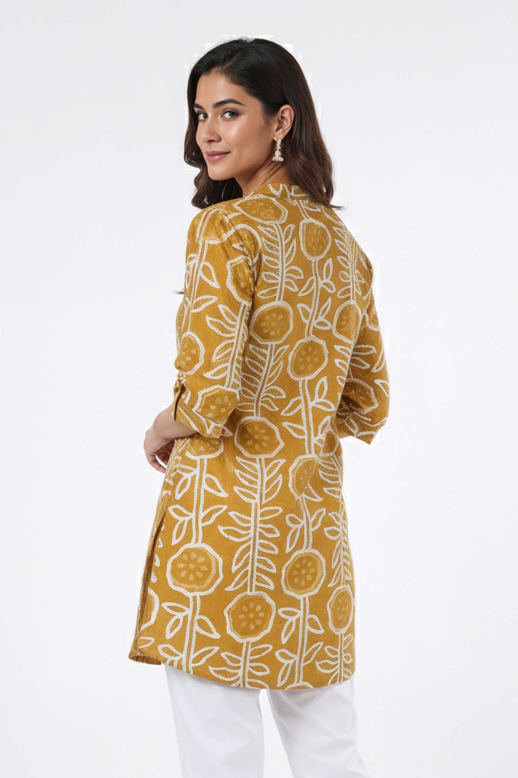 Printed-Blended-Fabric-Henley-Women-s-Tunic