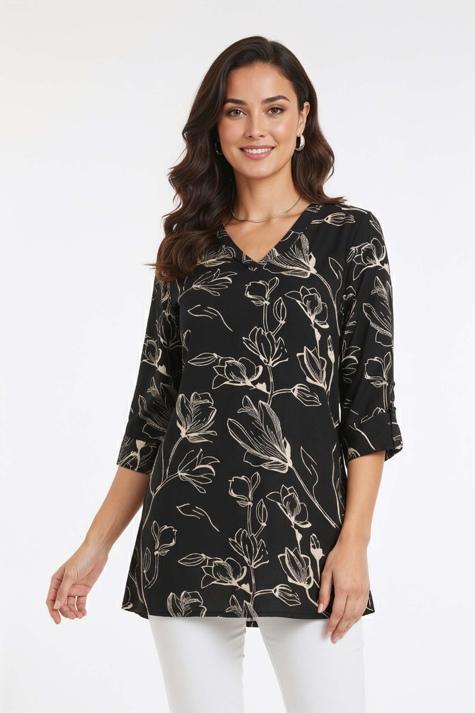 Printed-Rayon-V-Neck-Women-s-Tunic