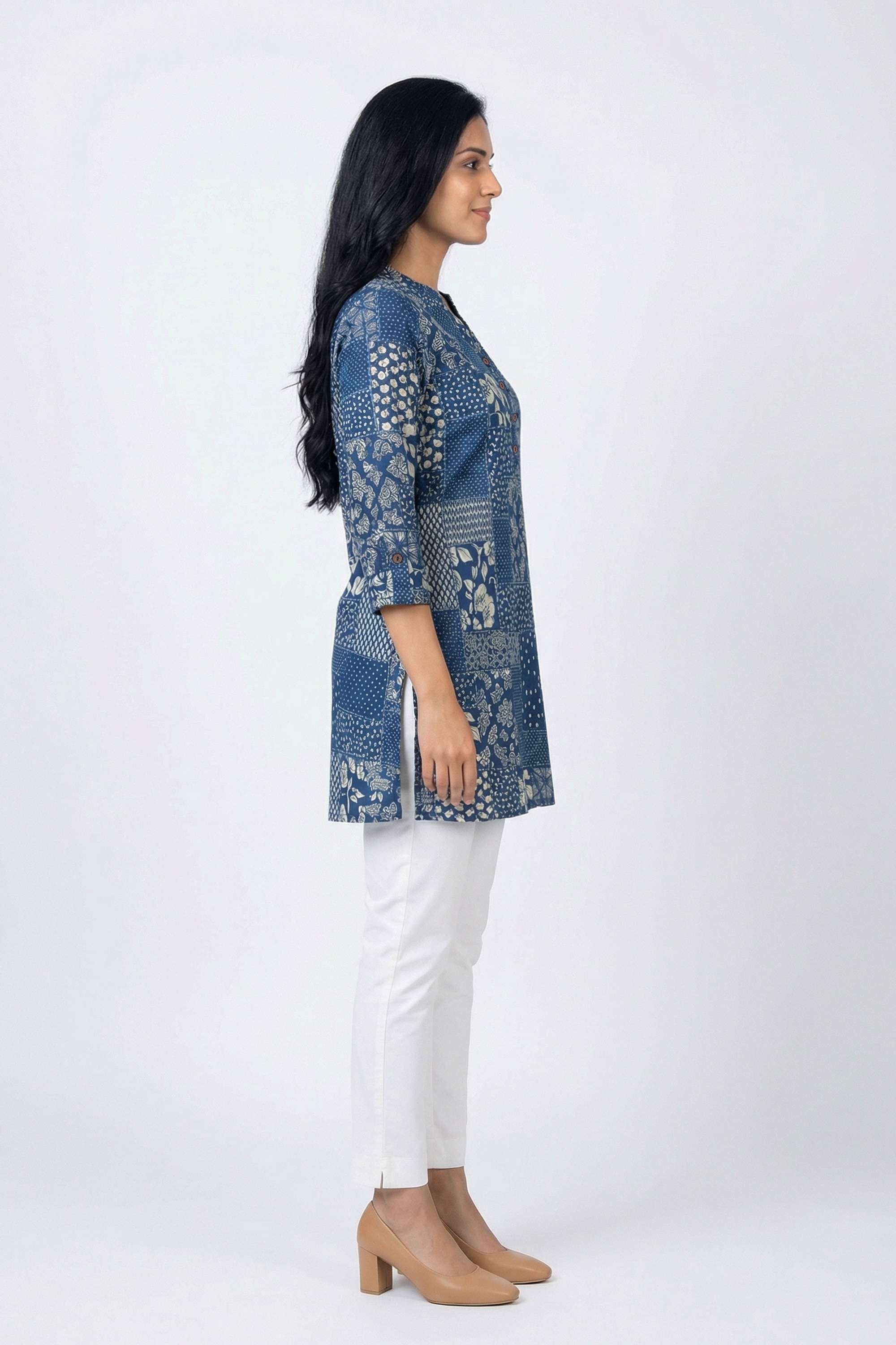 Printed-Blended-Fabric-Henley-Women-s-Tunic