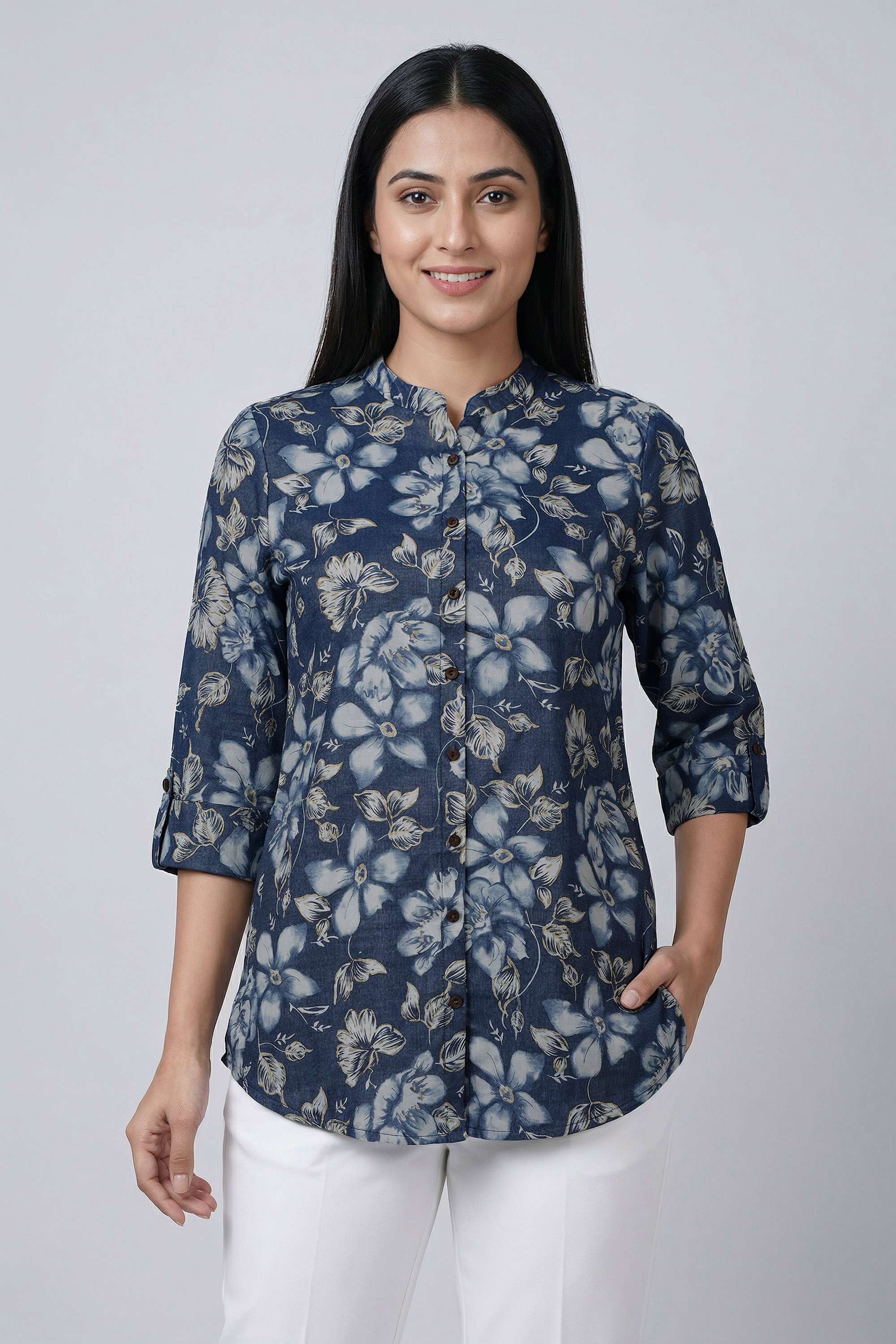 Printed-PVC-Collared-Women-s-Tunic