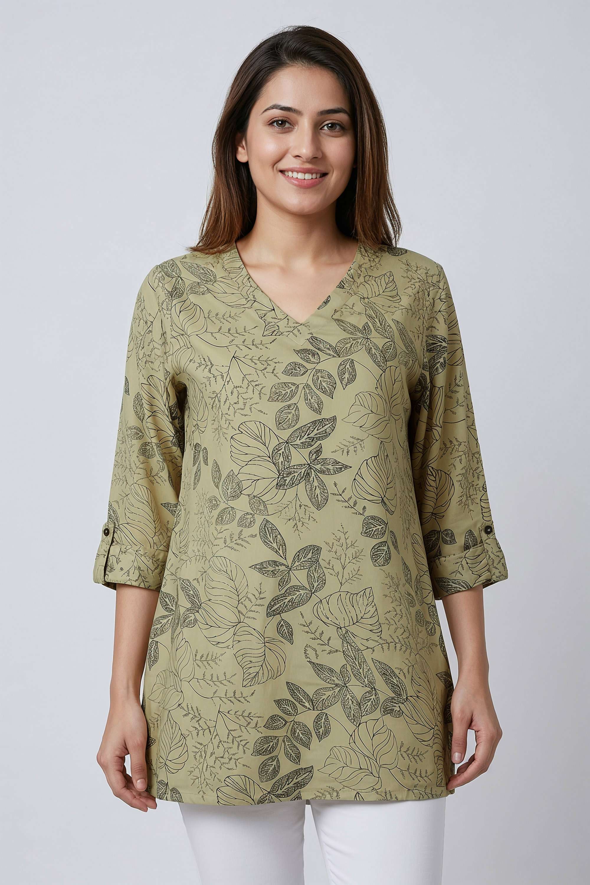 Printed-Rayon-V-Neck-Women-s-Tunic