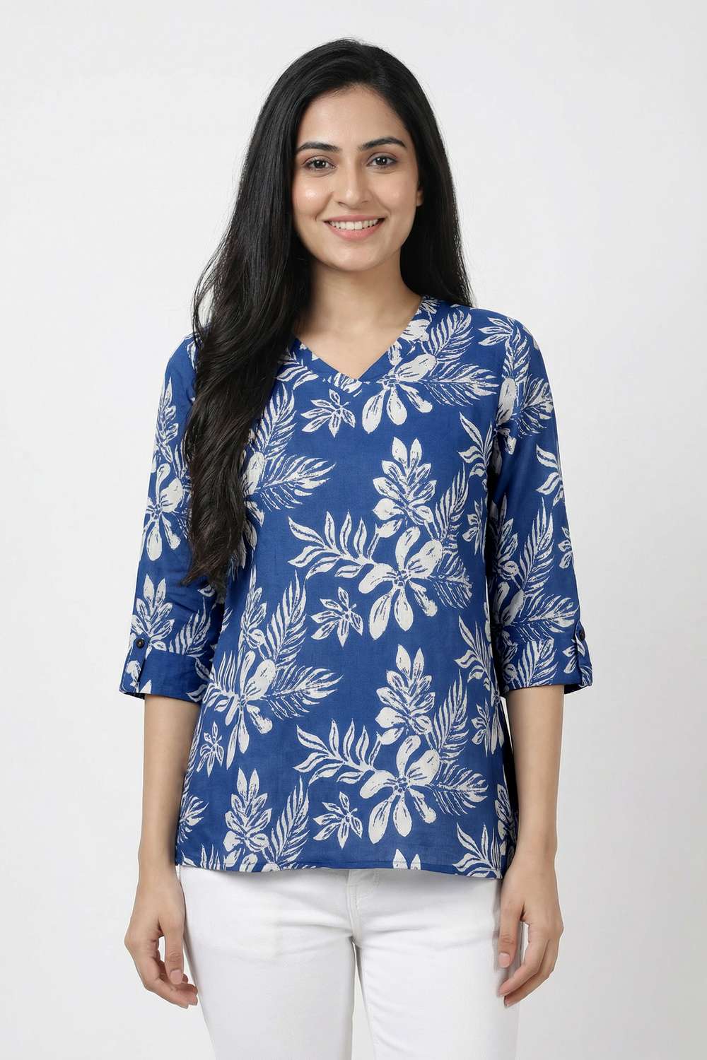 Printed-Rayon-V-Neck-Women-s-Tunic
