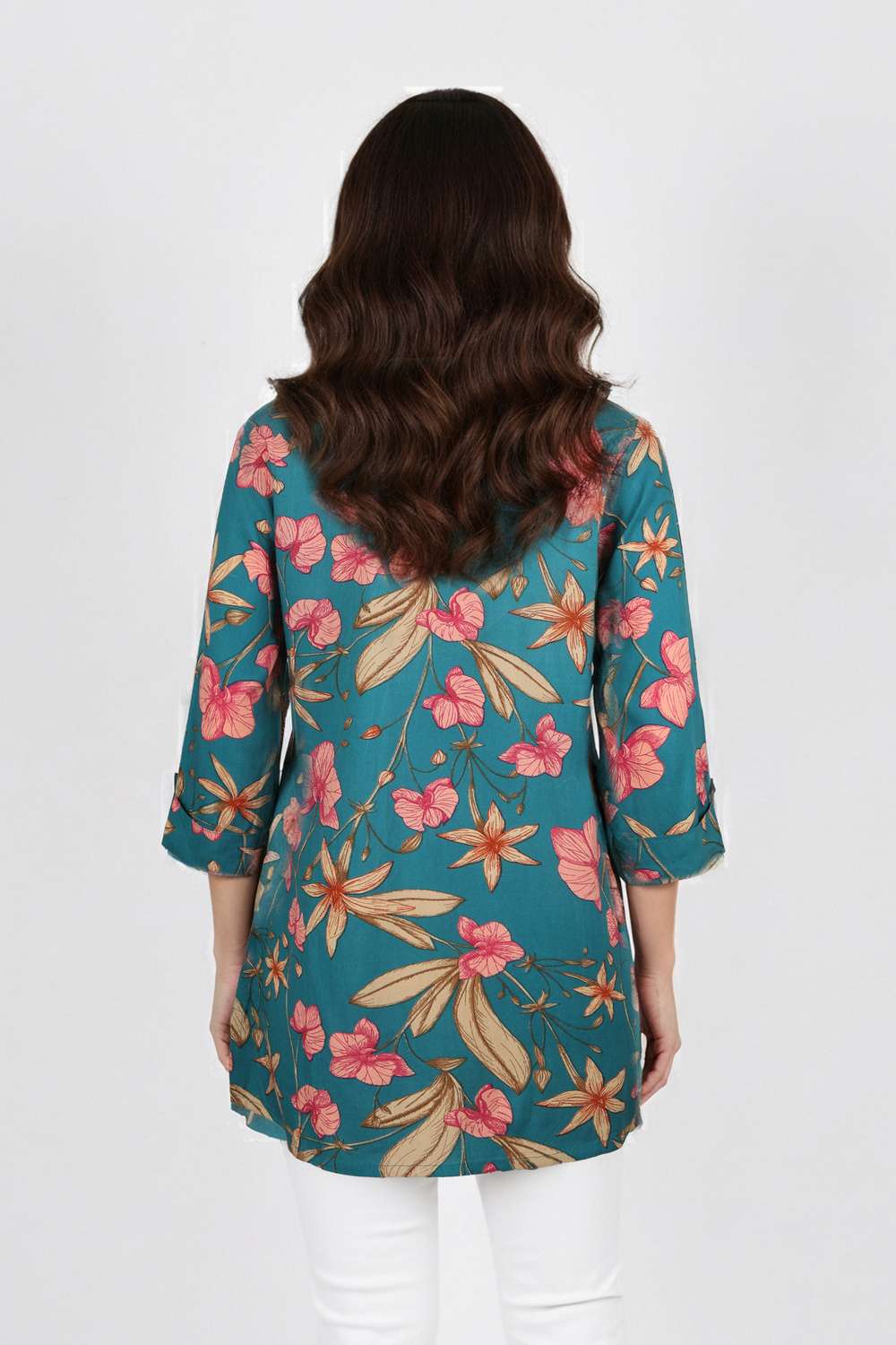 Floral-Rayon-V-Neck-Women-s-Tunic