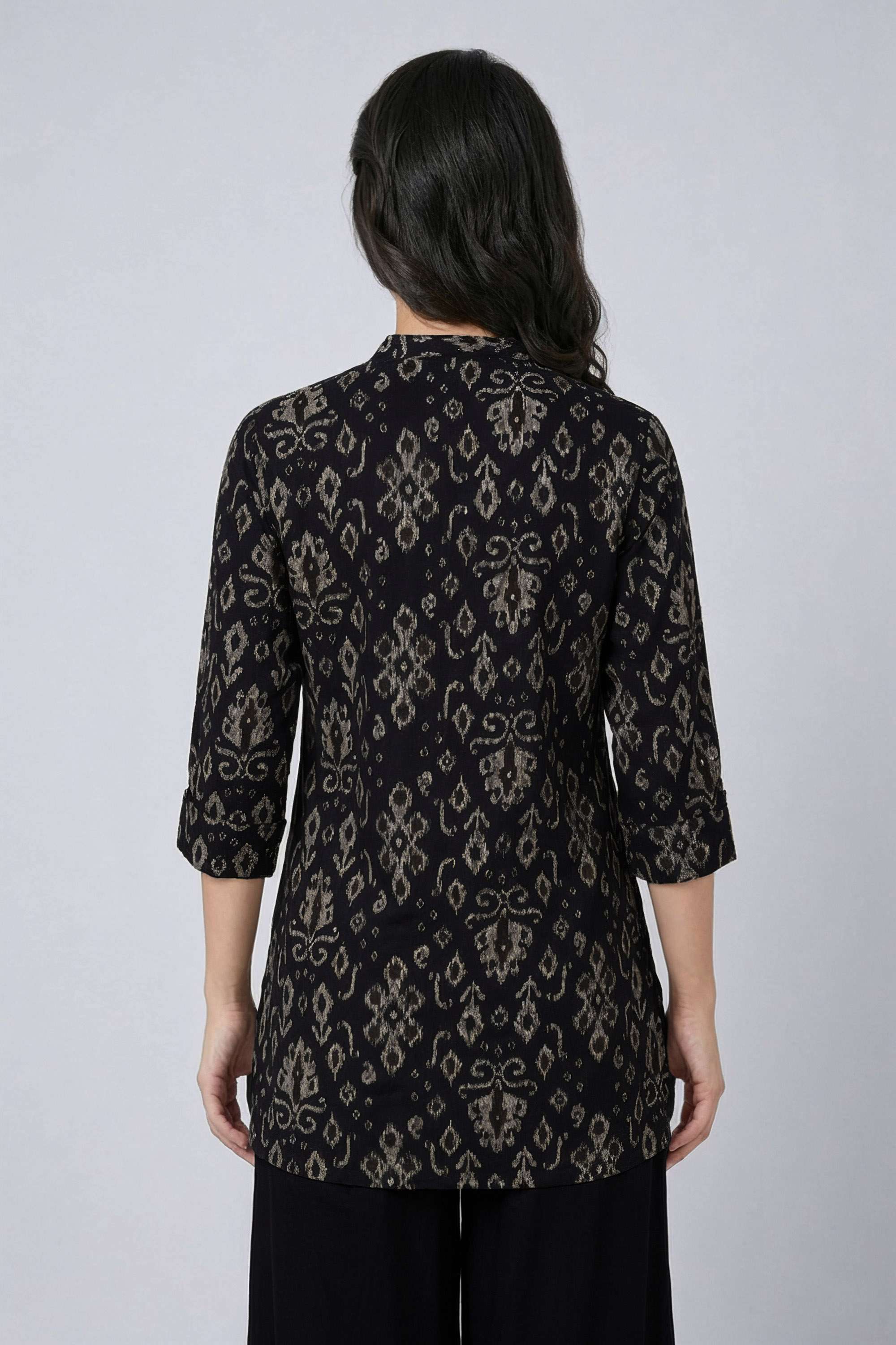 Printed-PVC-Collared-Women-s-Tunic