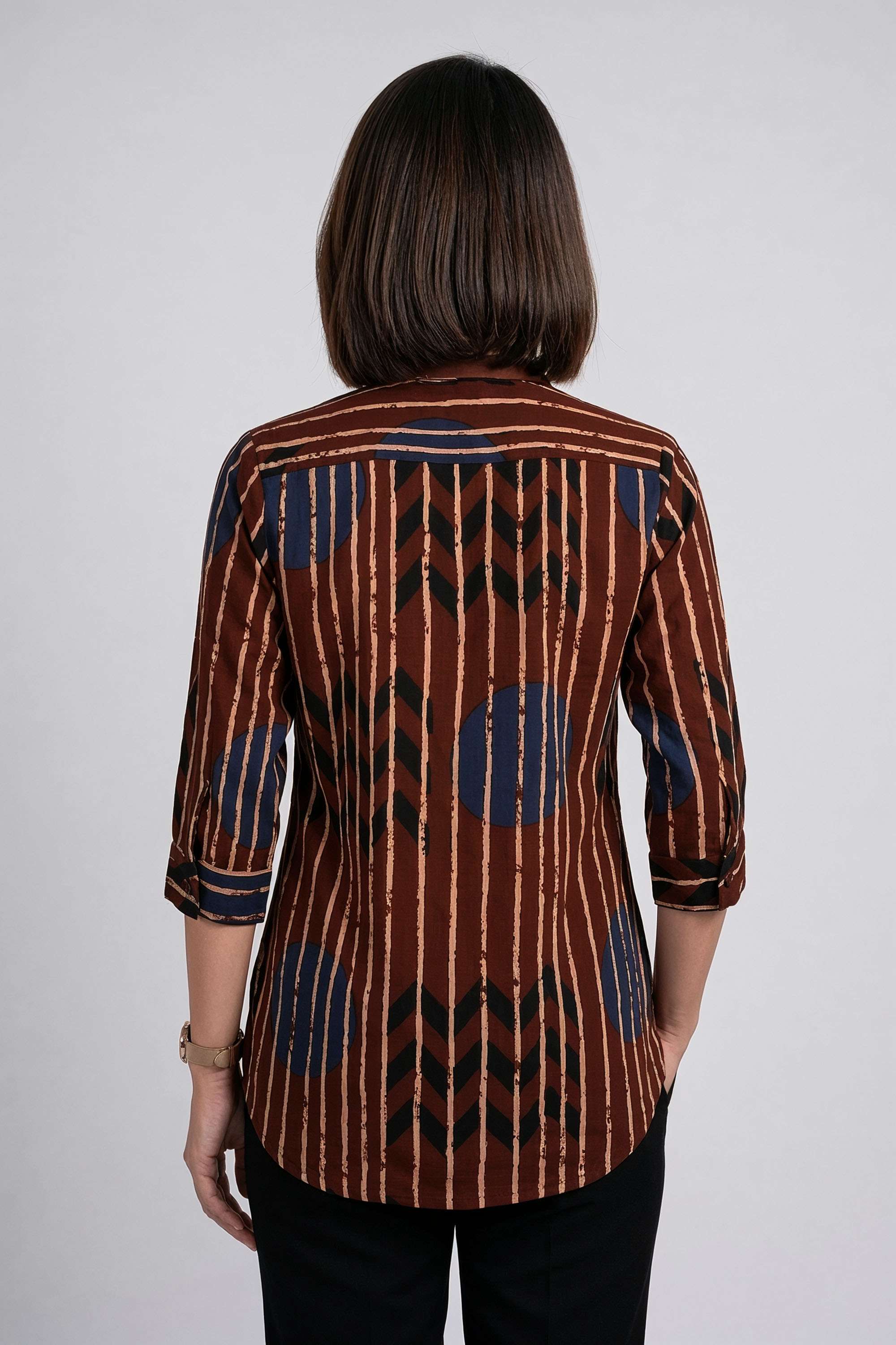 Solid-Rayon-Collared-Women-s-Tunic