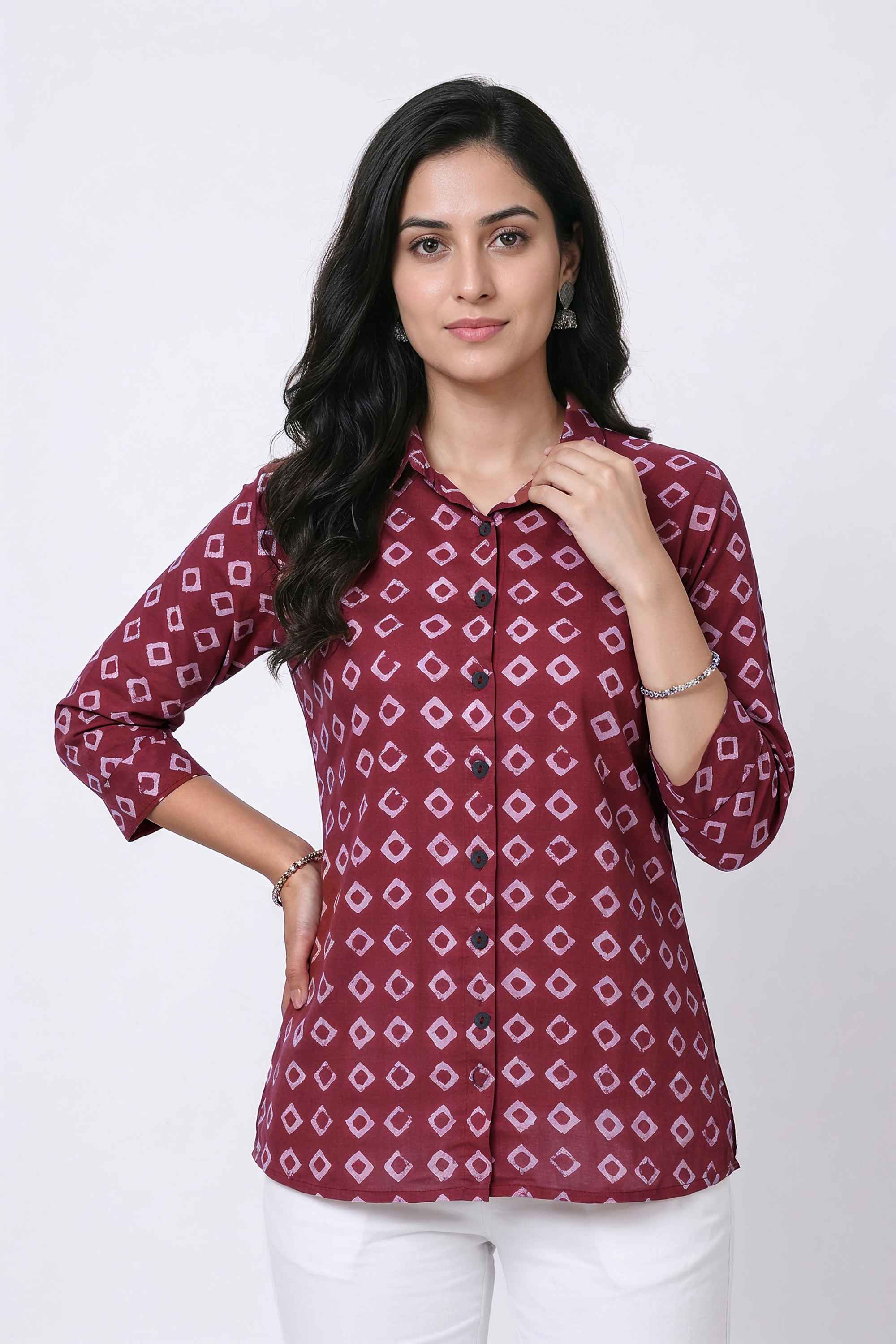 Solid-Rayon-Collared-Women-Tunic